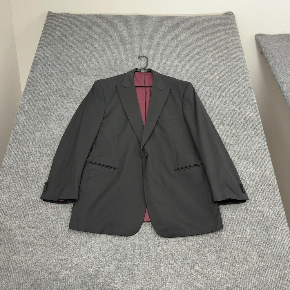 Jos A Bank Tuxedo Jacket Mens 46 Black Wool Peak Lapel Signature Formal Blazer